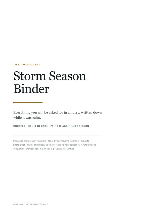 The cover of the Gulf Coast Storm Season Binder.
