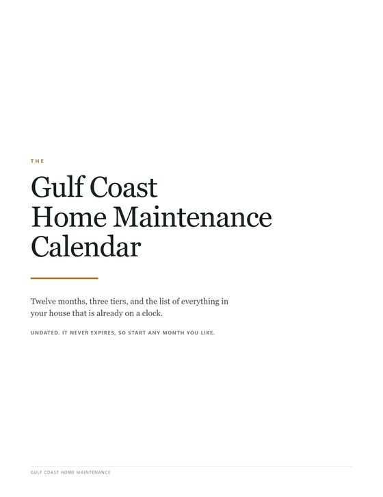 The cover of the Gulf Coast Home Maintenance Calendar kit.
